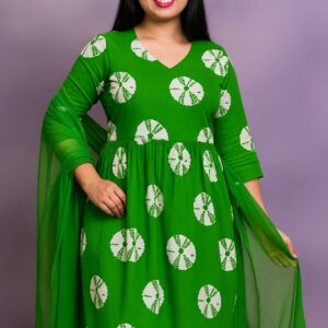 Trending Suit Rajputani Bhandej Cambric Cotton Green Un Stitched