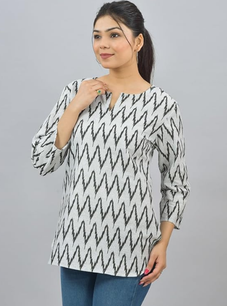 Multi-color Cotton Printed Top Girls & Women