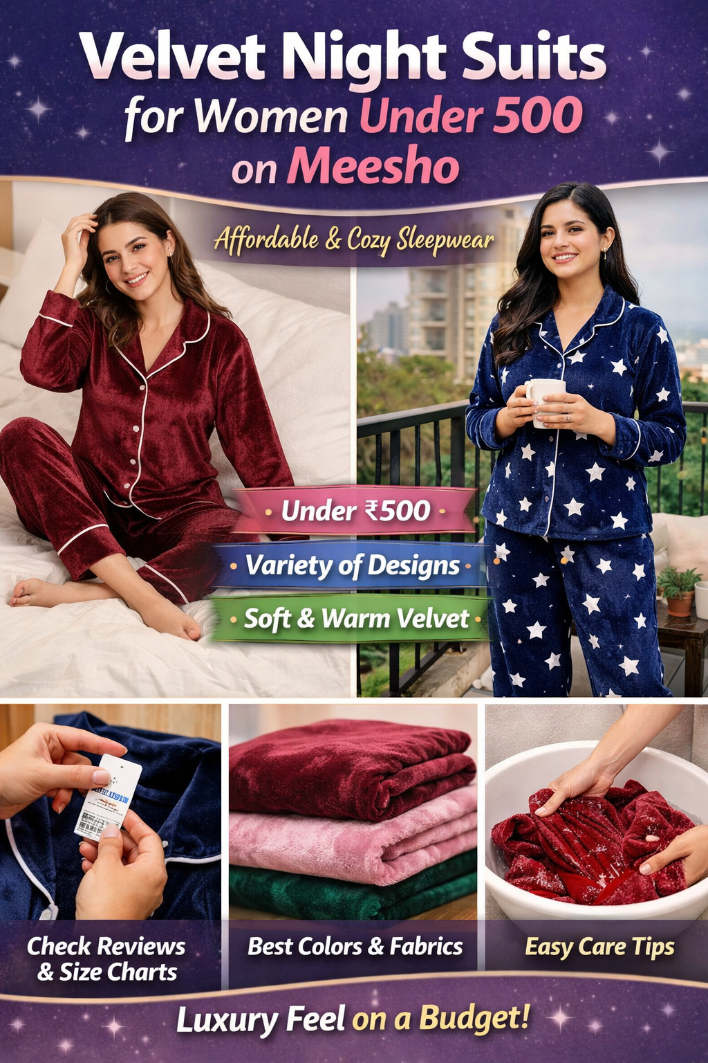 Velvet Night Suit for Women Under 500 on Meesho